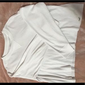 Hollister White Waffle Long Sleeve T-Shirt